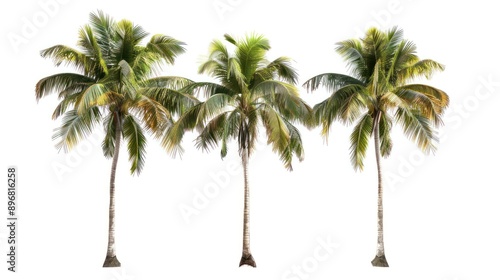 Three Palm Trees Isolated on White Background