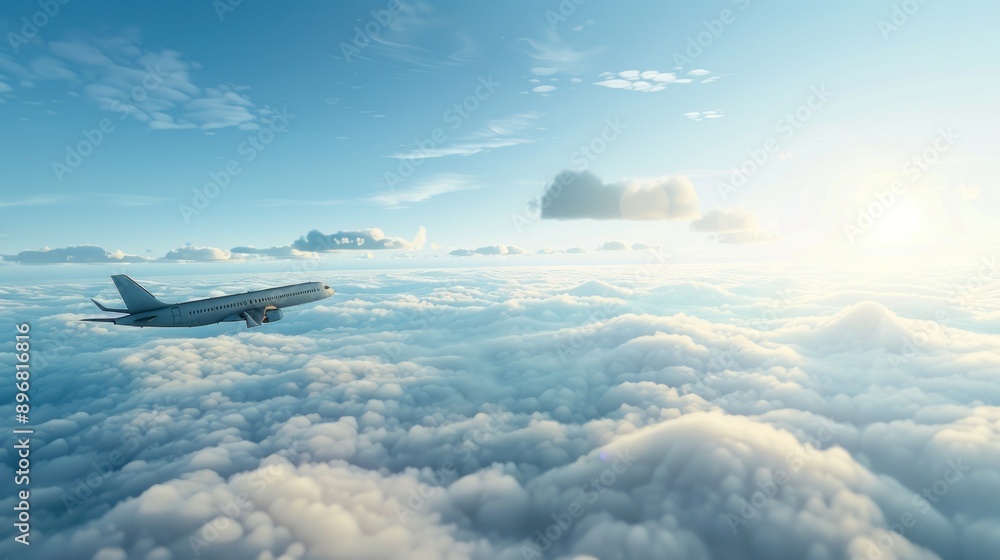 Fototapeta premium Airplane Soaring Above the Clouds