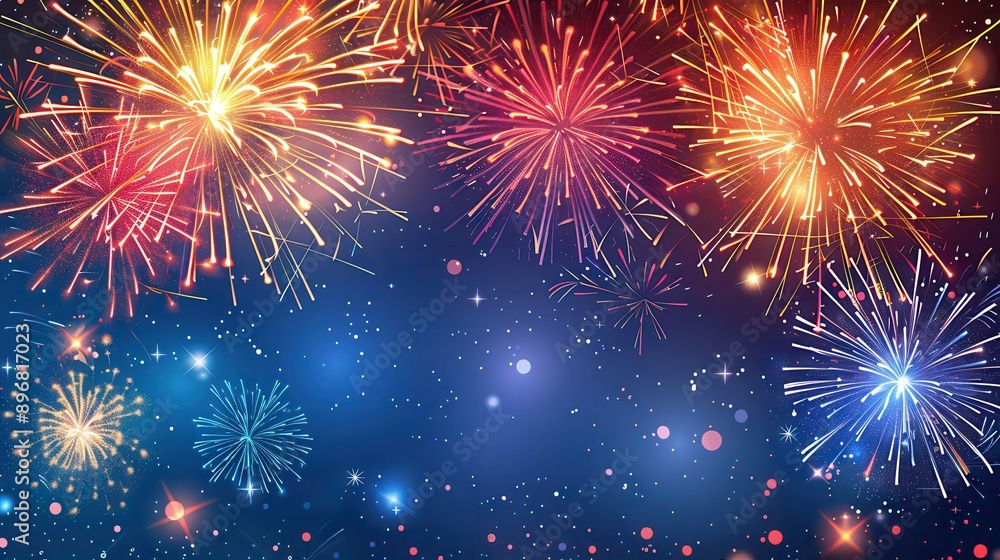 Festive Fireworks Display against a Starry Night Sky Festive Fireworks Display against a Starry Night Sky