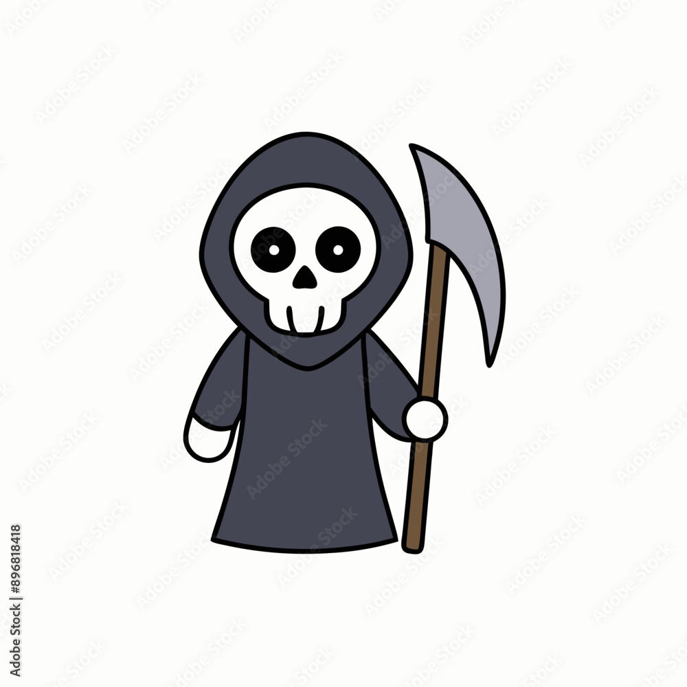 Halloween Grim Reaper Holding with scythe vector icon in white background Halloween Grim Reaper Holding with scythe vector icon in white background
