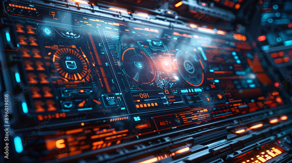 High-detail shot of a futuristic tech interface with layered, semi-transparent panels, dynamic graphs, and intuitive navigation controls, set against a modern backdrop, UHD, High Detailed, Masterpiece High-detail shot of a futuristic tech interface with layered, semi-transparent panels, dynamic graphs, and intuitive navigation controls, set against a modern backdrop, UHD, High Detailed, Masterpiece