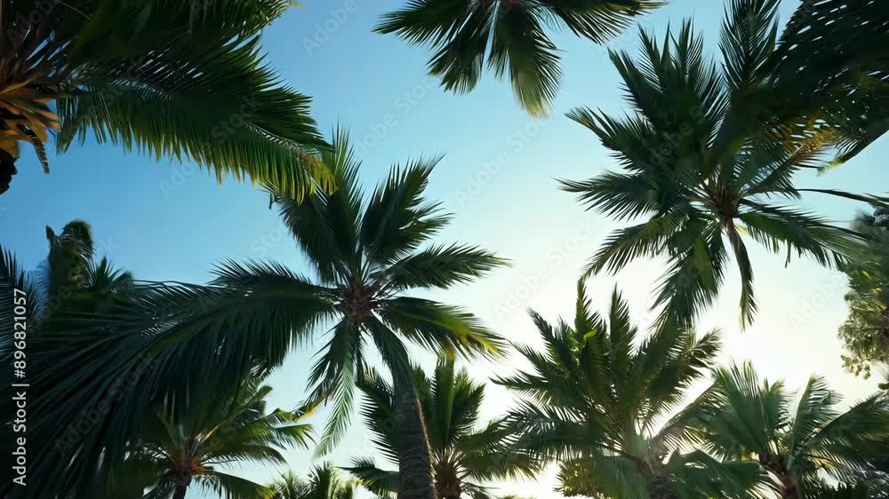 Palm Paradise: Camera Glides Up Through Rows of Palm Trees Palm Paradise: Camera Glides Up Through Rows of Palm Trees