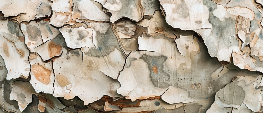 Panoramic close-up, high detail scan of peeled bark texture, Generative AI Panoramic close-up, high detail scan of peeled bark texture, Generative AI