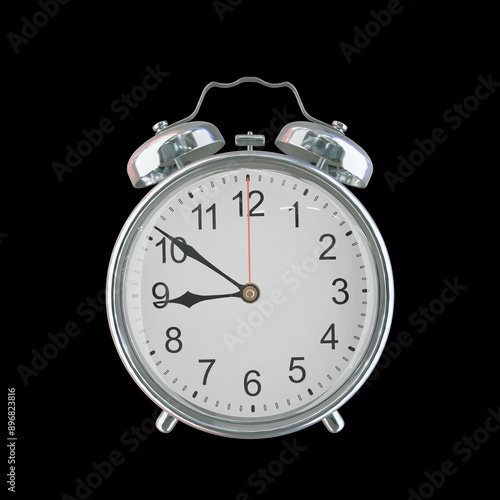 8:51 PM Vintage Steel Alarm Clock with Alloy Steel Body and Glass Twin Bell, Featuring Classic Analog Face with Detailed Hour and Minute Hands