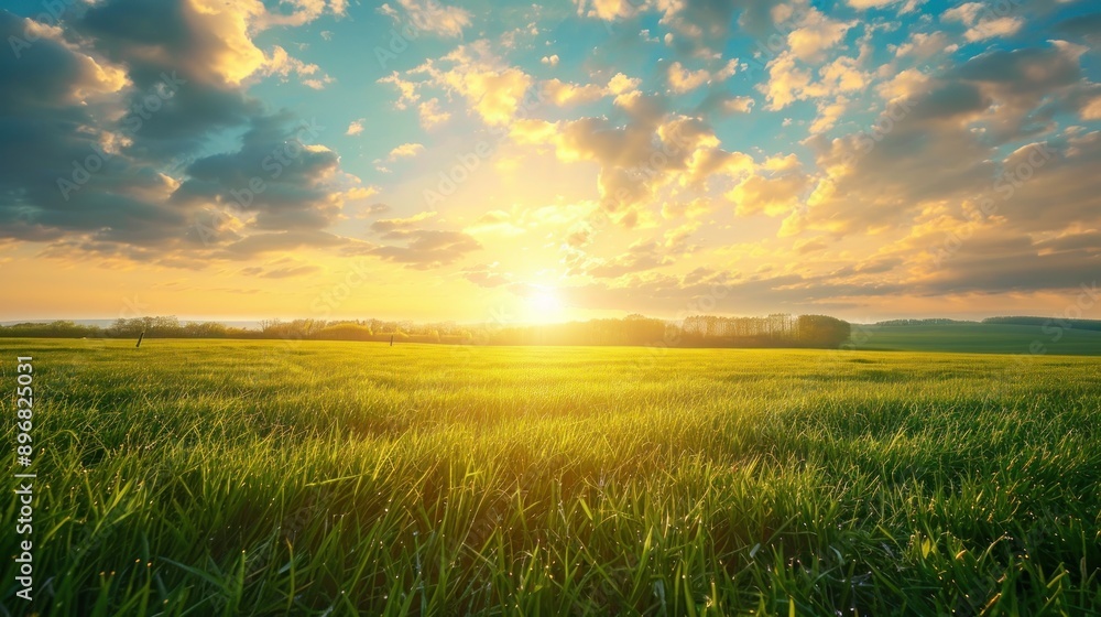 Sunrise over a Lush Green Field Sunrise over a Lush Green Field