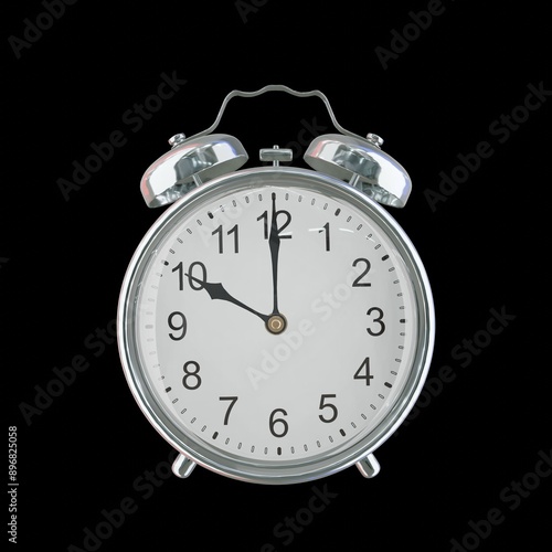 10:00 PM Vintage Steel Alarm Clock with Alloy Steel Body and Glass Twin Bell, Featuring Classic Analog Face with Detailed Hour and Minute Hands photo