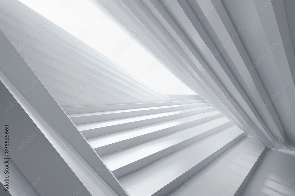 Fototapeta premium Abstract White Staircase with Geometric Shapes