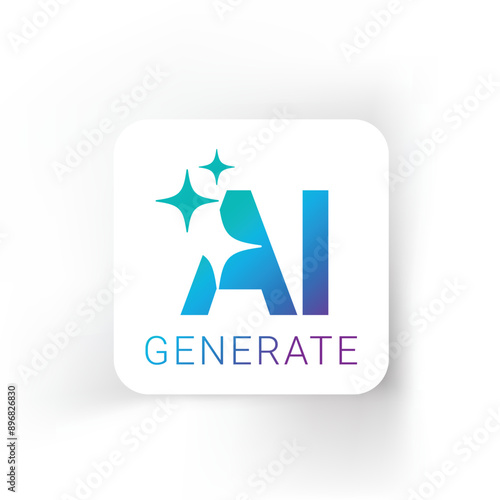 Generate AI button, Neumorphic bar. Generate AI icon, Artificial Intelligence Logo. Ai logo Concept. Vector symbol.ai, ai generate, ai logo, al logo, app, application, artificial, artificial intellige
