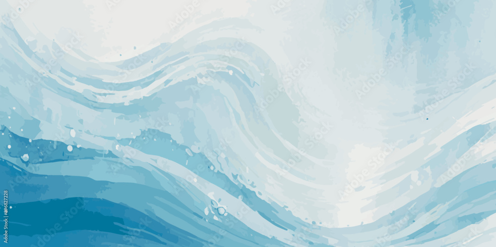 Obraz premium Seamless wave water ocean soft blue curve line background. Water ocean wave white and soft blue aqua, teal texture. Vector sea, wave, water background.
