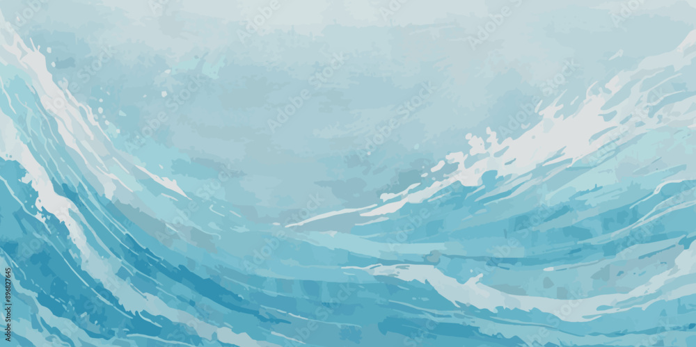 Obraz premium Beautiful soft blue sea water, ocean wave background. Soft blue and white hand printed creative marble texture ocean background.
