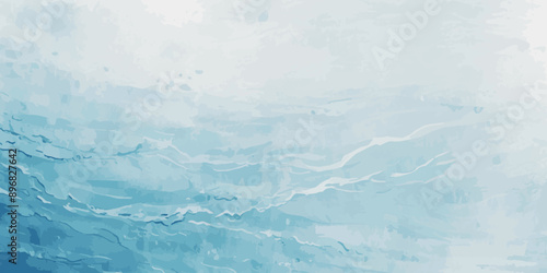 Beautiful soft blue sea water, ocean wave background. Soft blue and white hand printed creative marble texture ocean background.