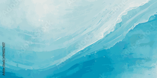 Beautiful soft blue sea water, ocean wave background. Soft blue and white hand printed creative marble texture ocean background.