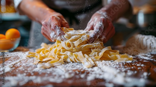 preparing pasta for cooking