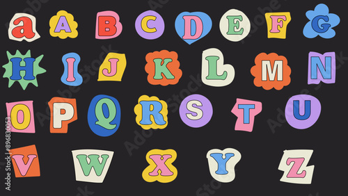 set of Cut and paste font Y2K