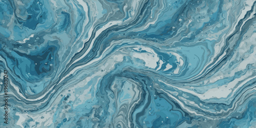 Silver and blue wavy sea ocean marble texture background.