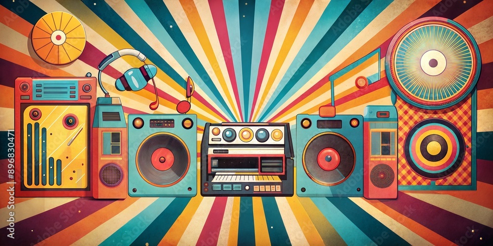 Obraz premium includes elements of music retro pop style image background