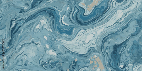 Vector abstract soft blue and silver print sea water and ocean marble texture background.