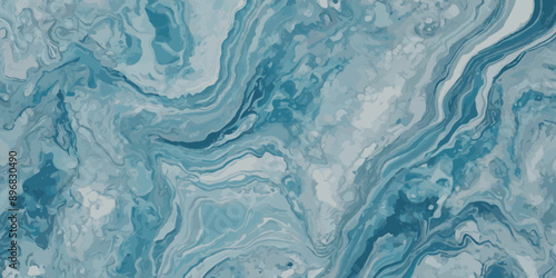 Vector abstract soft blue and silver print sea water and ocean marble texture background.