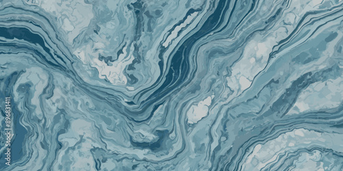 Silver and blue wavy sea ocean marble texture background.