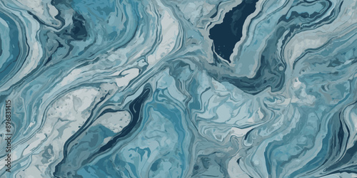 Vector abstract soft blue and silver print sea water and ocean marble texture background.
