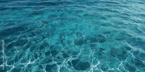 Blue ocean wave background. Blue and white water ocean background. Wavy line background. Hand drawn watercolour ocean background. Vector illustration.