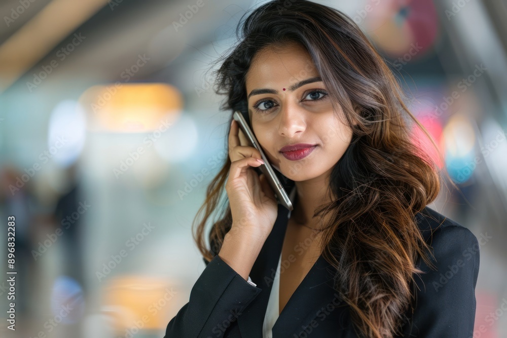 Close-up of a businesswoman making a phone call while walking through an airport, ready for a business trip, professional and focused, Portrait half-body, hyper-realistic, high detail, Close-up of a businesswoman making a phone call while walking through an airport, ready for a business trip, professional and focused, Portrait half-body, hyper-realistic, high detail,