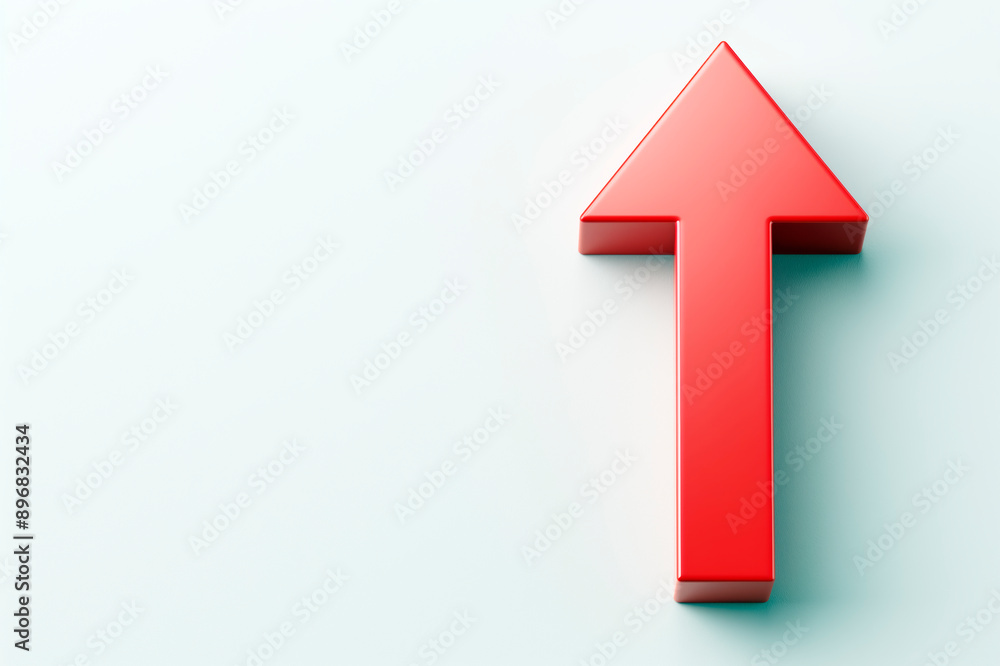 A large red arrow pointing upward against a clean white background, symbolizing growth or progress. Generative AI A large red arrow pointing upward against a clean white background, symbolizing growth or progress. Generative AI