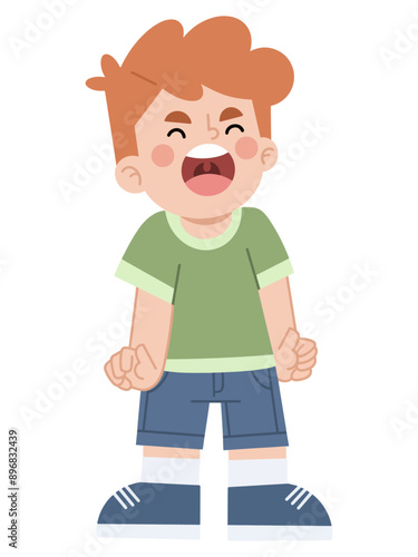 Boy throwing tantrums and screaming vector illustration