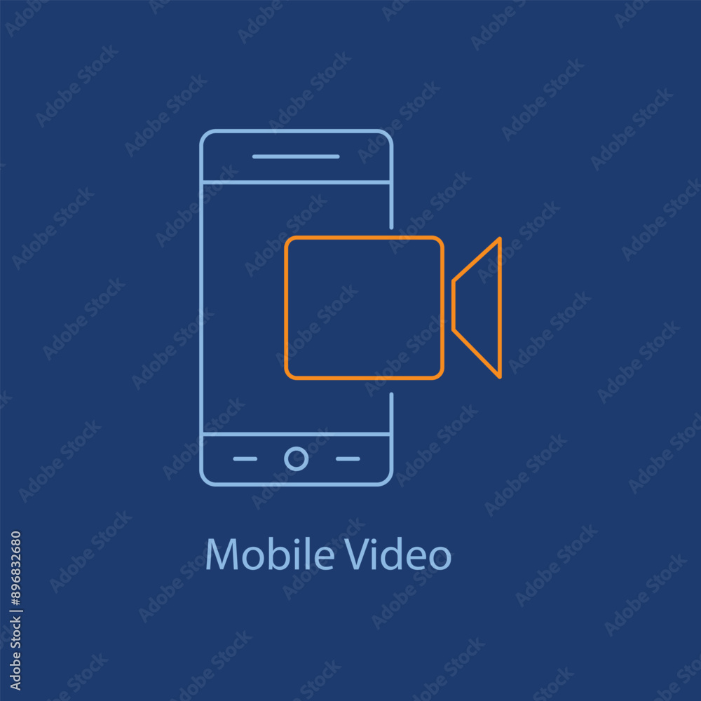 Mobile Video Icon - Streaming, Online Video, Mobile Entertainment with editable stroke. Mobile Video Icon - Streaming, Online Video, Mobile Entertainment with editable stroke.