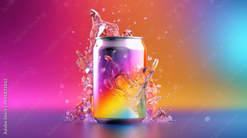 Rainbow Can with Splashing Water Rainbow Can with Splashing Water