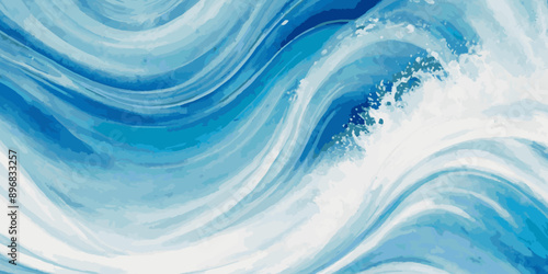 Blue ocean wave background. Blue and white water ocean background.