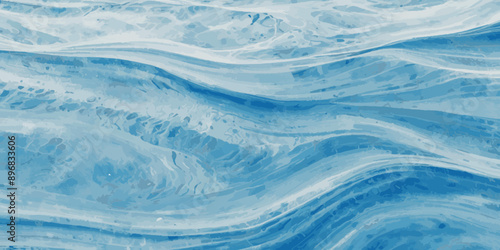 Vector watercolor ocean wave line blue and white background. Ocean sea art with natural template. Seamless soft blue ocean pattern wave water background.