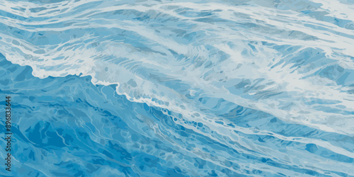 Vector watercolor ocean wave line blue and white background. Ocean sea art with natural template. Seamless soft blue ocean pattern wave water background.