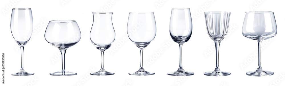 Set of empty wine glasses different shapes and sizes Set of empty wine glasses different shapes and sizes