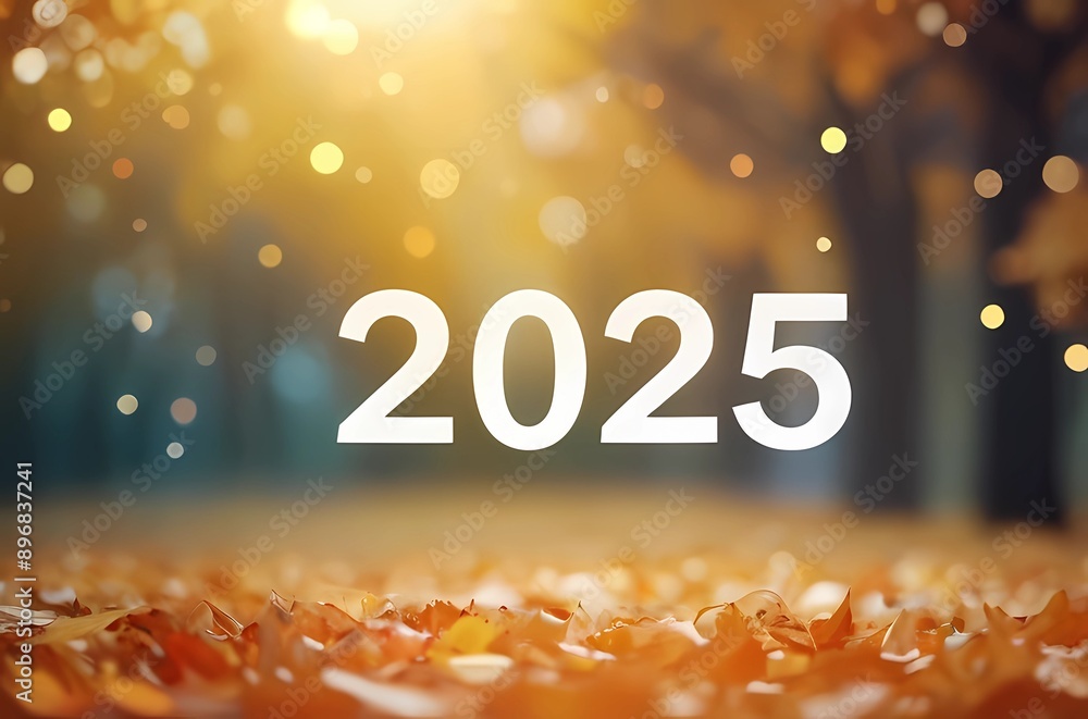 Happy New Year 2025 fall themed blur bokeh background Happy New Year 2025 fall themed blur bokeh background