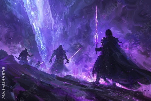 Three Silhouettes in a Purple Storm.