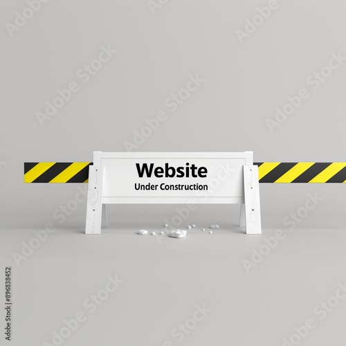 Website Under Construction Road Block Design Concept Web Page Building Generative Illustration