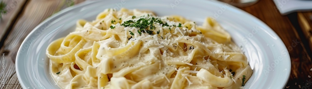 Savoring Creamy Alfredo Pasta with Parmesan in a Stylish Restaurant Ambiance | Bright High-Resolution Image Savoring Creamy Alfredo Pasta with Parmesan in a Stylish Restaurant Ambiance | Bright High-Resolution Image