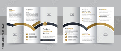 Medical clinic trifold and healthcare tri fold brochure template