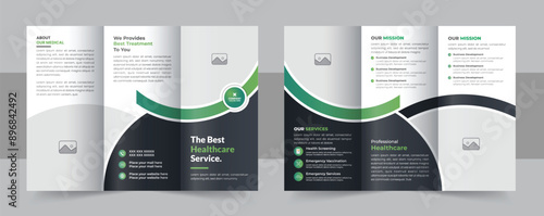 Medical healthcare business trifold or business tri fold leaflet layout