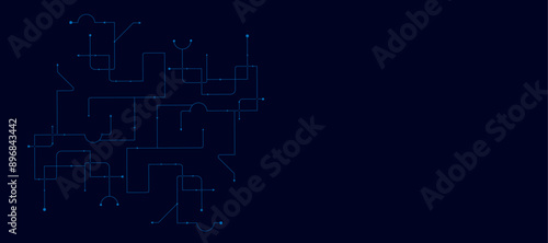 Vectors High-tech connection system on a blue background. Social networking and digital communication technology concept background