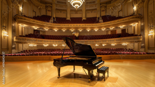Carnegie hall stage with grand piano