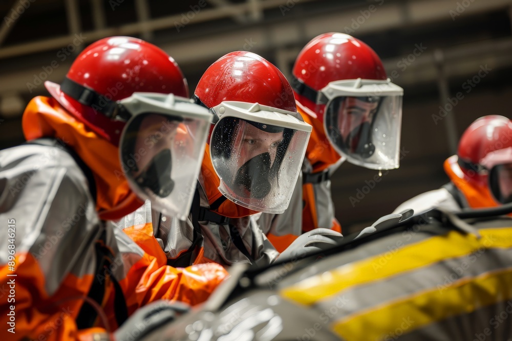 Emergency Rescue Team in Protective Gear. Emergency Rescue Team in Protective Gear.