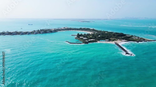 Aerial drone view capturing the stunning beauty of Nurai Island from a distance. photo