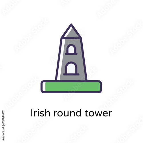 Irish round tower vector icon