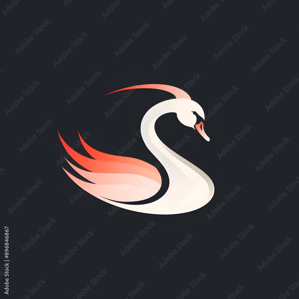 white swan on black background white swan on black background