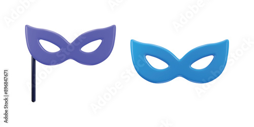 Carnival mask icon set 3d rendering vector illustration