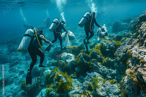 Wallpaper Mural several environmentally friendly divers cleaning trash from the seabed Torontodigital.ca