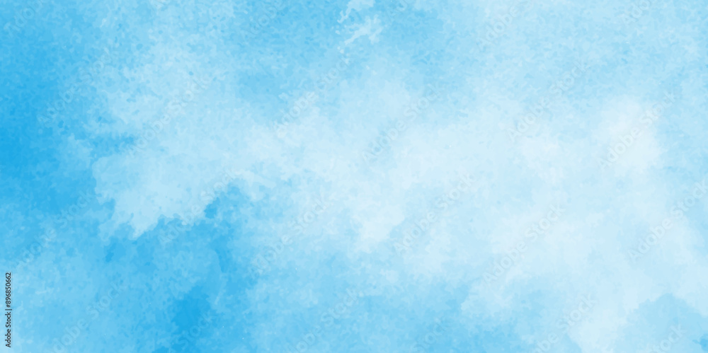 Abstract cloudy blue background with bokeh,Hand painted abstract soft sky blue watercolor sky and clouds,colorful clearing day Good weather and beautiful nature in the morning.