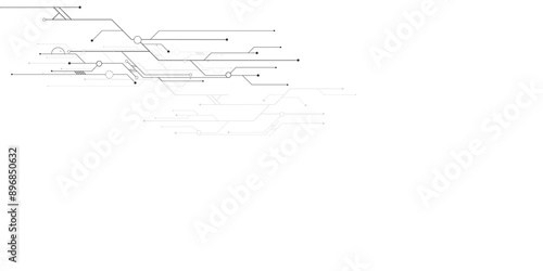 Vectors High-tech connection system on a white background. Technology digital circuit board background. Technology black circuit diagram.